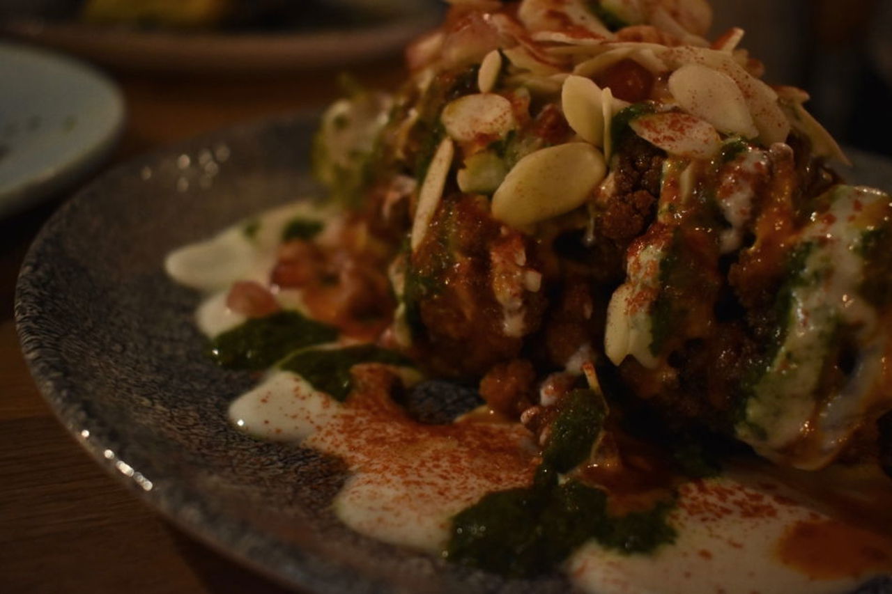 Maray Roast Half Cauliflower Almonds Pesto Maray Liverpool Bold Street Restaurant
